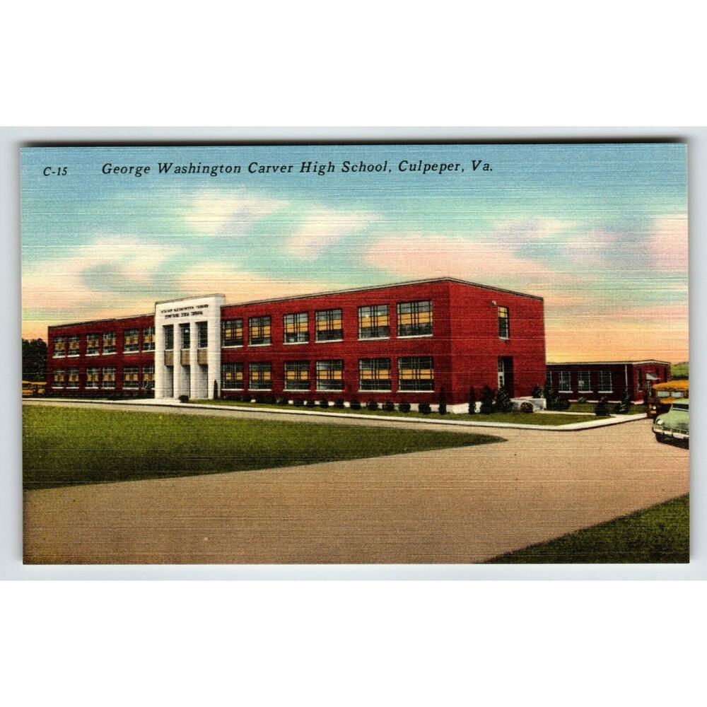 George Washington Carver High School Culpeper Virginia Postcard Linen VA